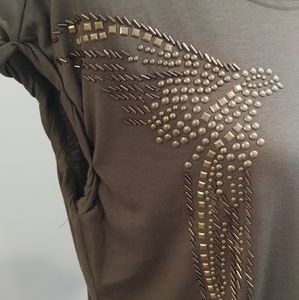 MISS ME Studded Olive Green Shirt